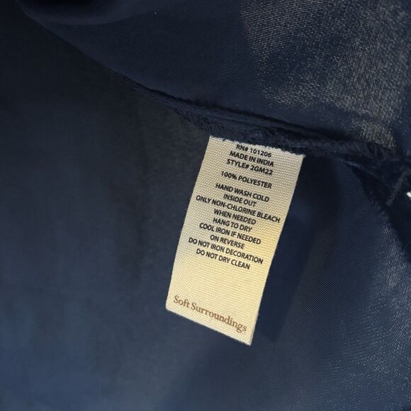 NEW Soft Surroundings Large Blue Velvet Floral Embroidered Boho Top Short Sleeve - Picture 8 of 12